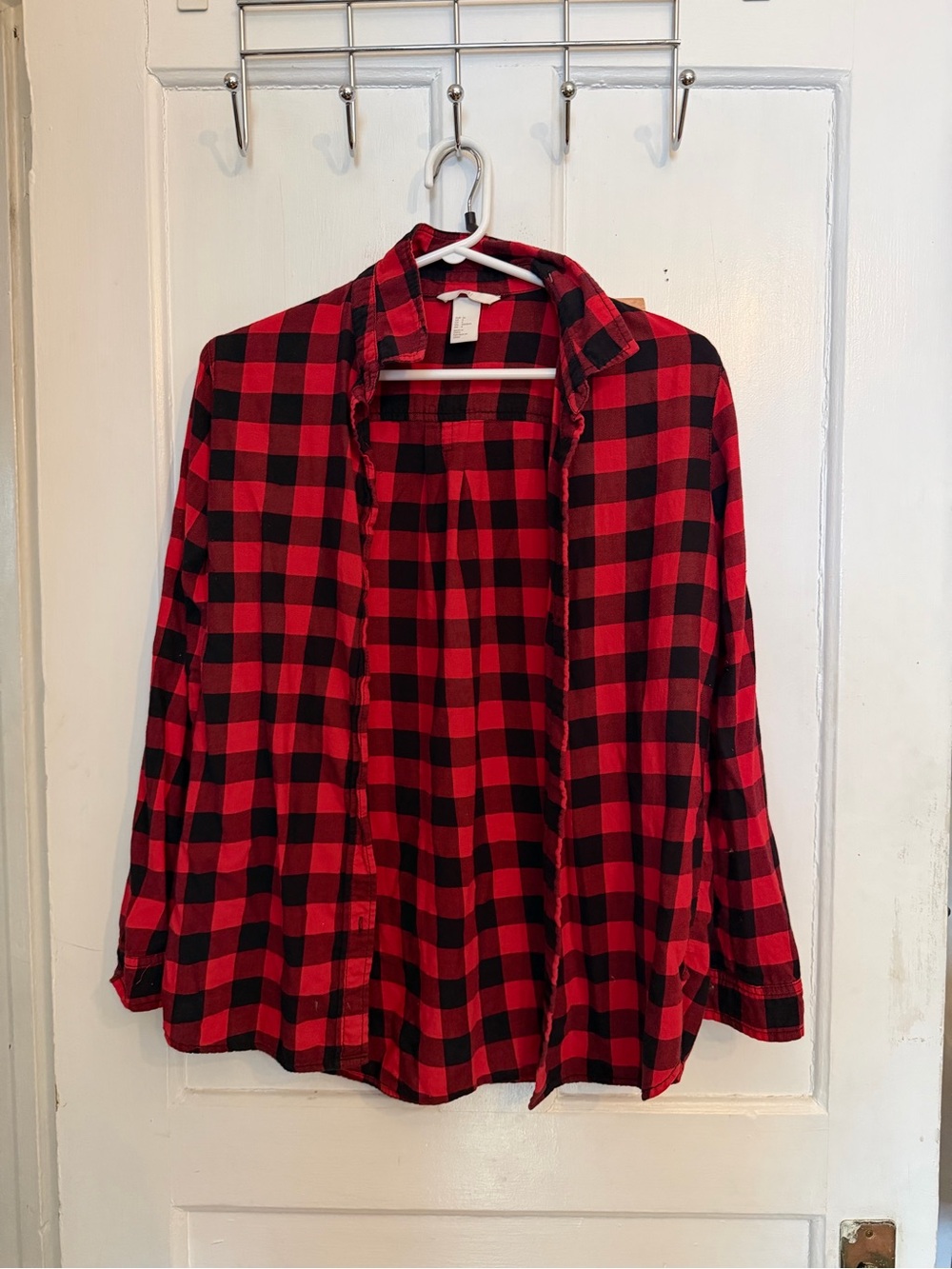 H&M Red and Black Buffalo Plaid Button-Down Shirt